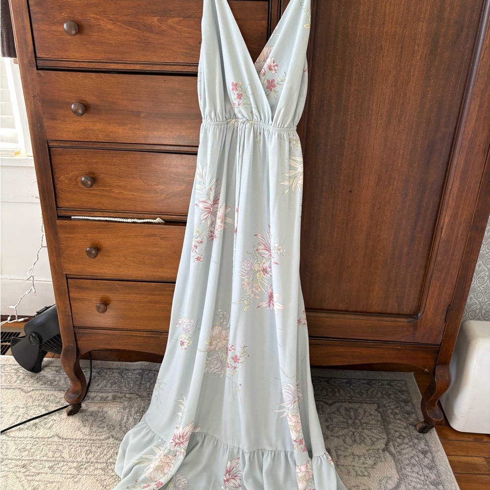 Lulu's Light Blue Floral Dress